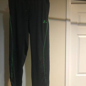 MEN'S ADIDAS JOGGERS BLACK WITH ONE GREEN STRIPE ON BOTH SIDES USA MEDIUM
